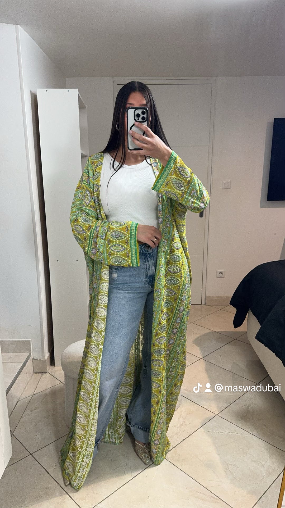 Kimono long lumière d'or